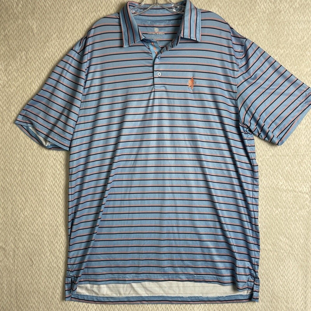 Levelwear Short Sleeve Golf Polo Men Currahee Golf Logo Embroidered Size  2XL